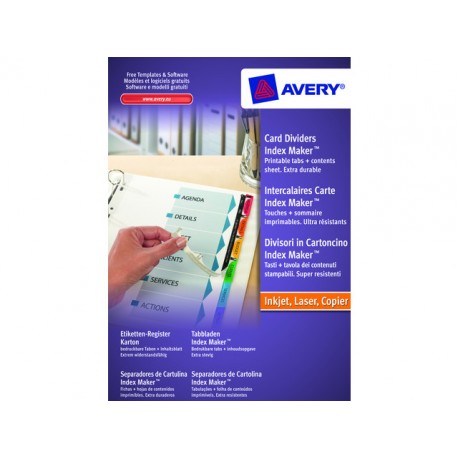 Tabblad Avery A4 9R Indexmaker kleur/se6