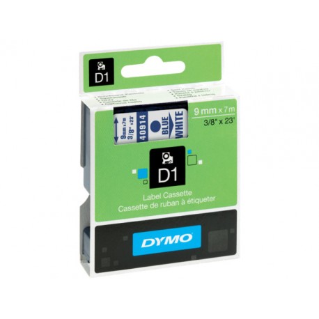 Tape Dymo 40914 9mm blauw/wit