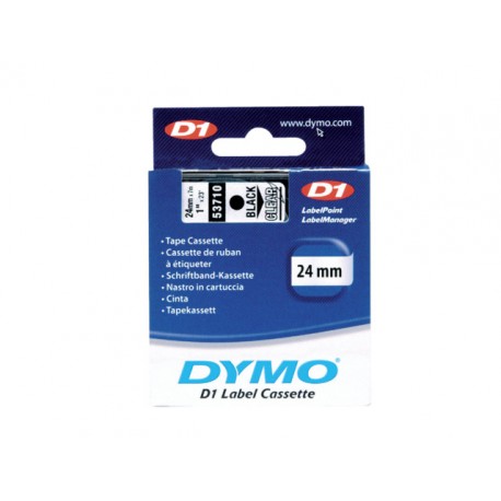 Tape Dymo d1 24mm zwart/transparant