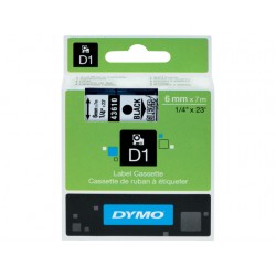 Tape Dymo 43610 6mm zwart/transparant