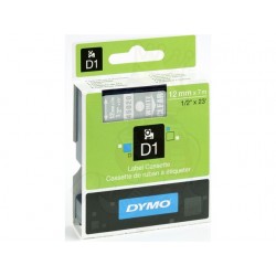 Tape Dymo D1 12mm wit/transp/ds 5