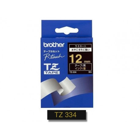 Tape P-Touch TZe-334 12mm goud op zwart