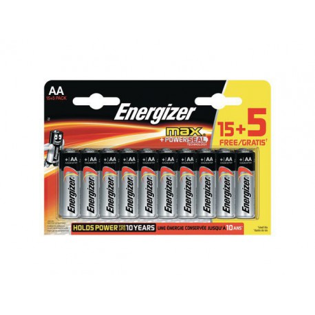 Batterij Energizer Max AA /pk15+5 gratis